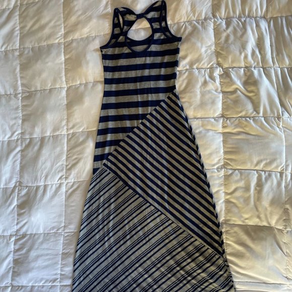 💚 Derek Heart Maxi Dress Navy Gray Juniors M - Picture 4 of 6